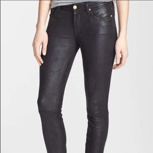 7 for all mankind black stretchy leather pants